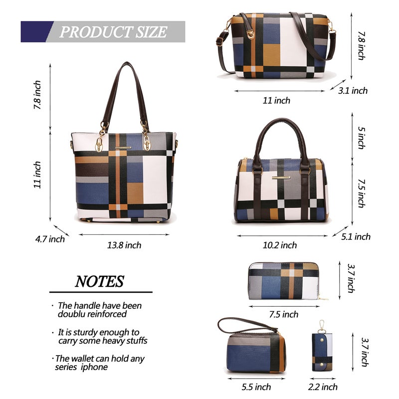 2E-youth Designer Purses and Handbags for Women Satchel Shoulder Bag Tote Top Handle Bag (gezi6-blue) - Image 3